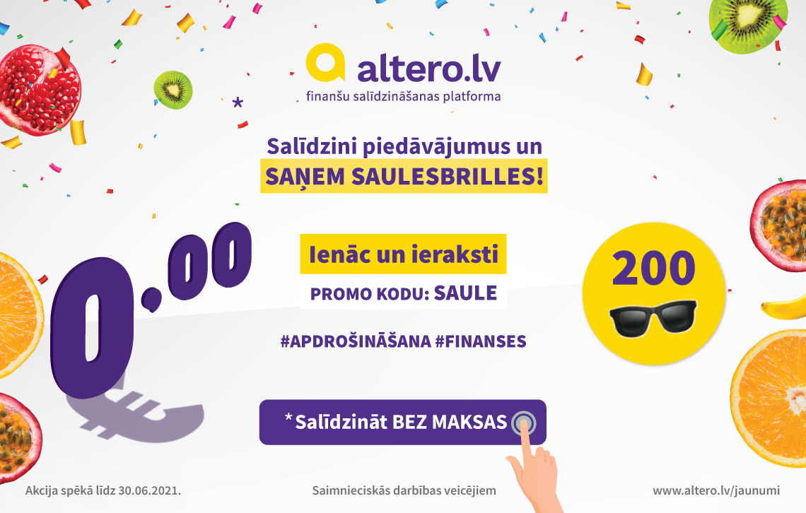 SAŅEM saulesbrilles! Aizpildi salīdzināšanas pieteikumu ar PROMO KODU.